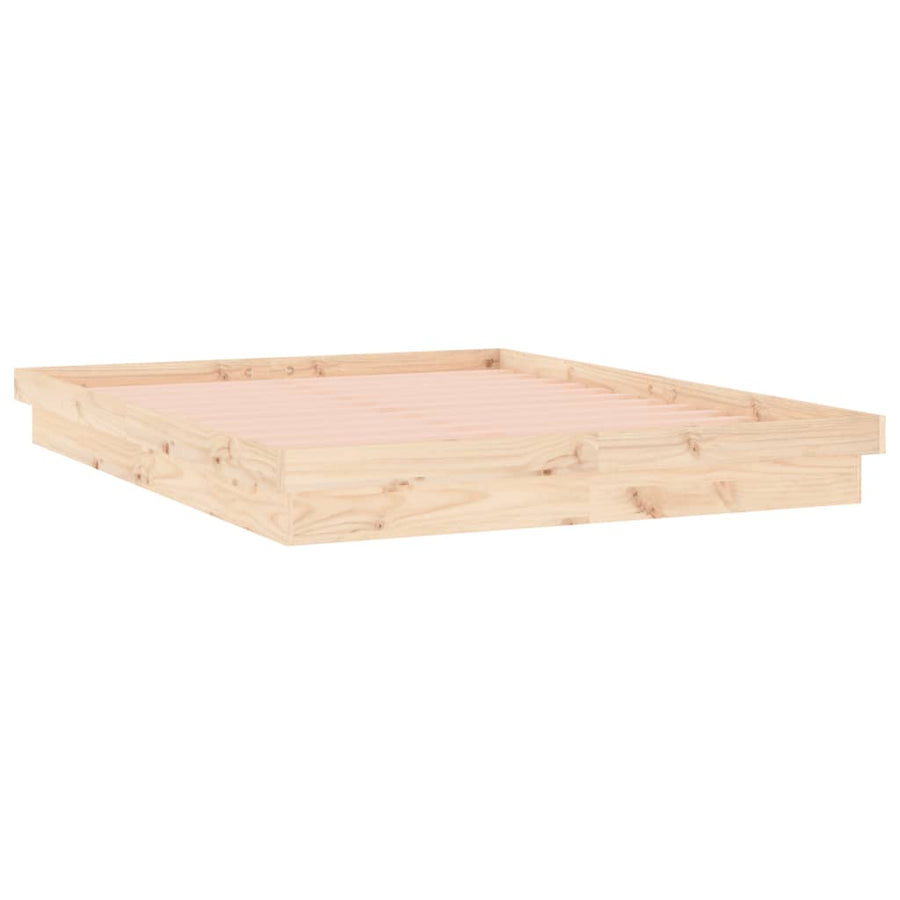 Bedframe Led Massief Hout King Size 150 x 200 cm Naturel