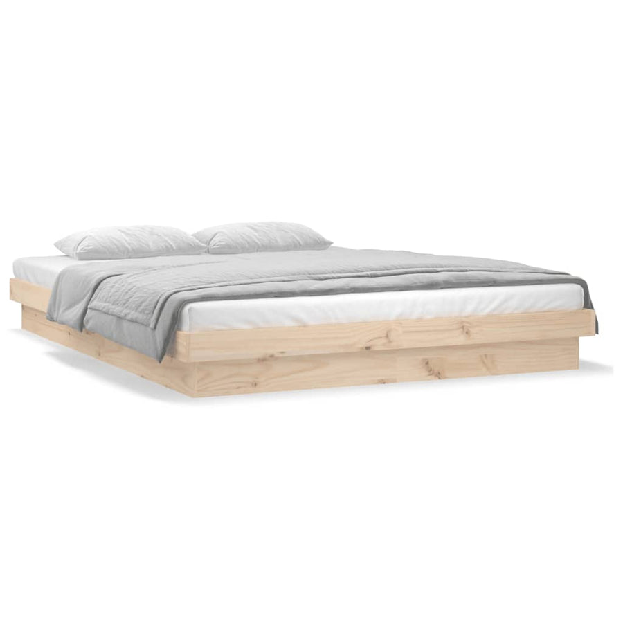 Bedframe Led Massief Hout King Size 150 x 200 cm Naturel