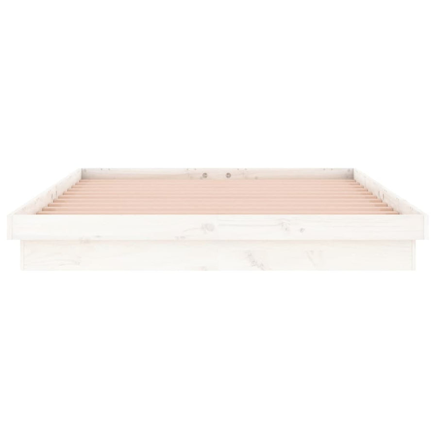 Bedframe Led Massief Hout 160 x 200 cm Wit