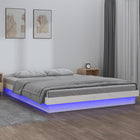 Bedframe massief hout wit 160x200 cm LED