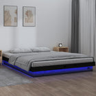 Bedframe Led Massief Hout 160 x 200 cm Zwart