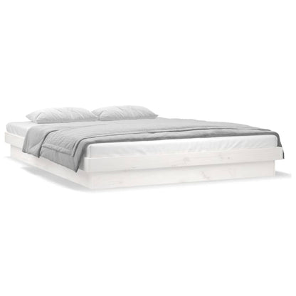Bedframe Led Massief Hout Super King 180 x 200 cm Wit