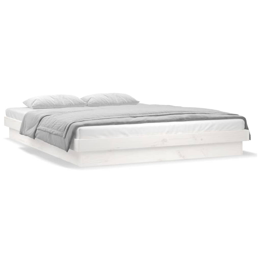 Bedframe Led Massief Hout Super King 180 x 200 cm Wit