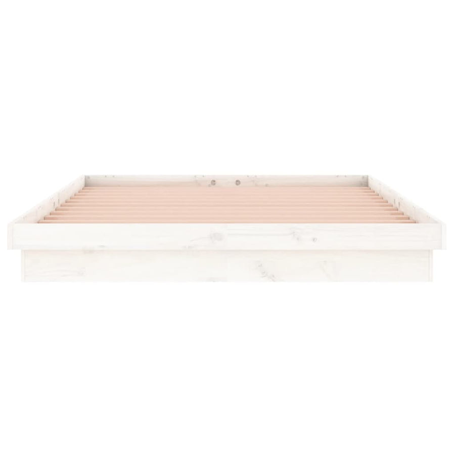 Bedframe Led Massief Hout Super King 180 x 200 cm Wit