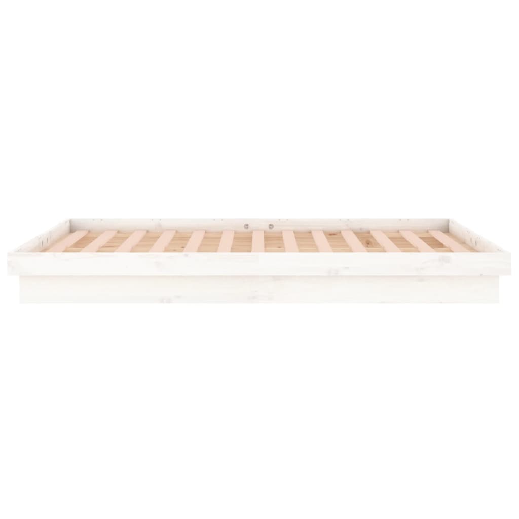 Bedframe Led Massief Hout Super King 180 x 200 cm Wit