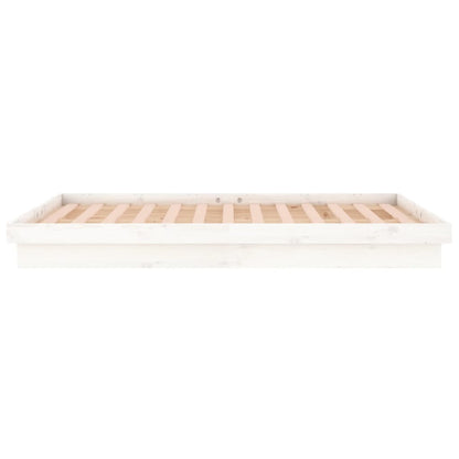 Bedframe Led Massief Hout Super King 180 x 200 cm Wit