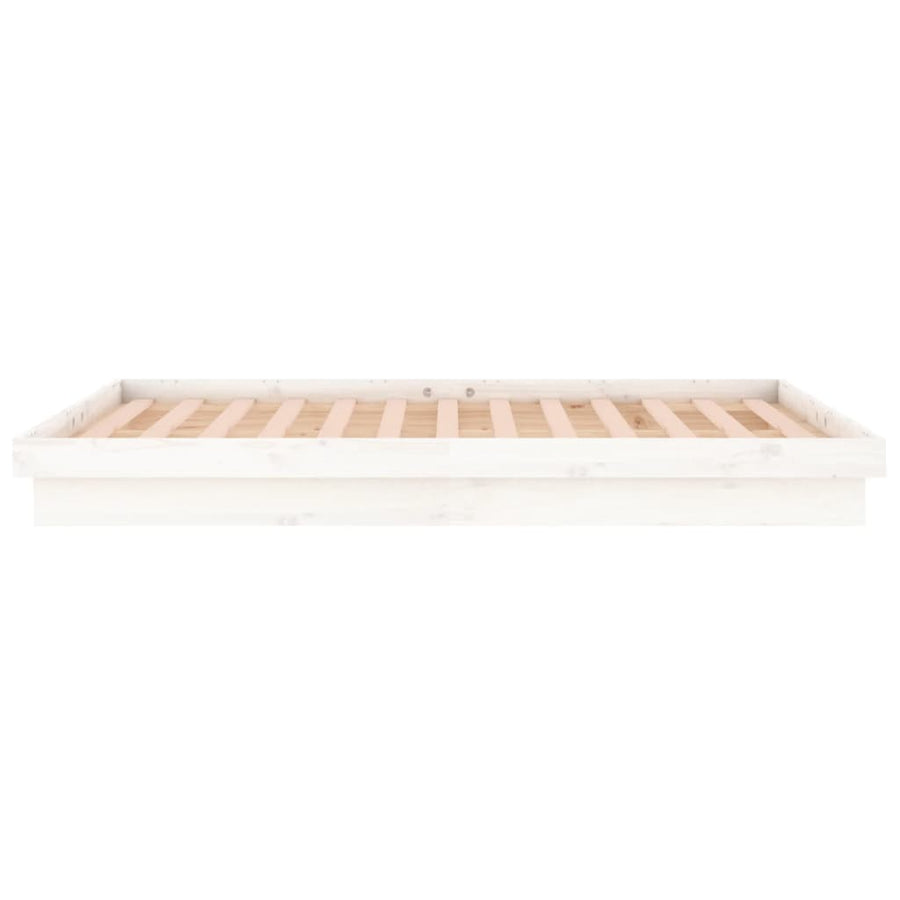 Bedframe Led Massief Hout Super King 180 x 200 cm Wit