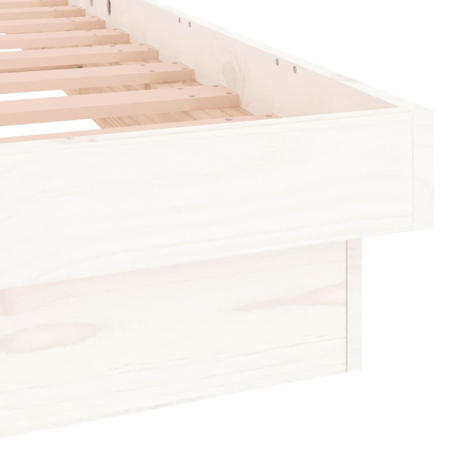Bedframe Led Massief Hout Super King 180 x 200 cm Wit