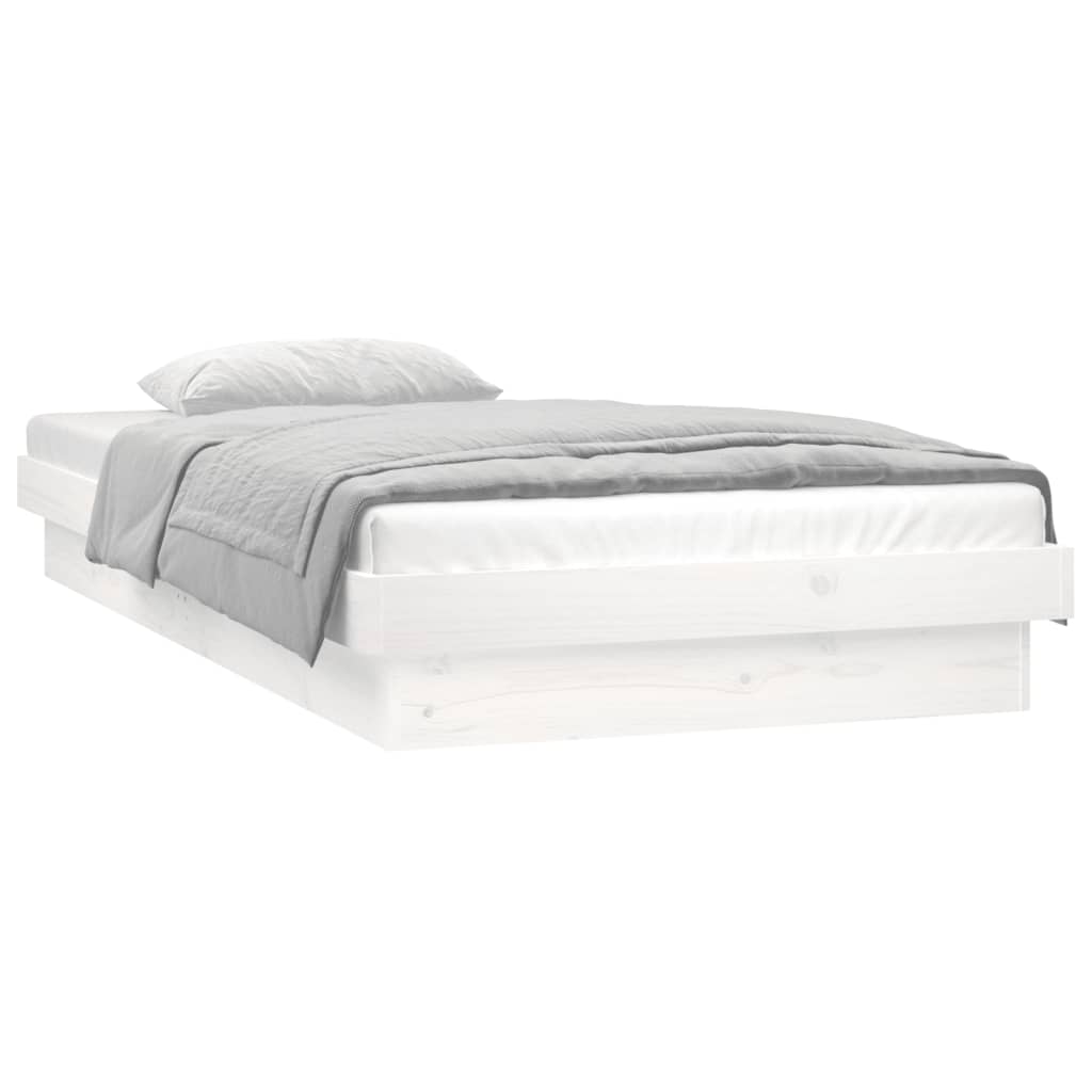 Bedframe Led Massief Hout 2Ft6 Small Single 75 x 190 cm Wit