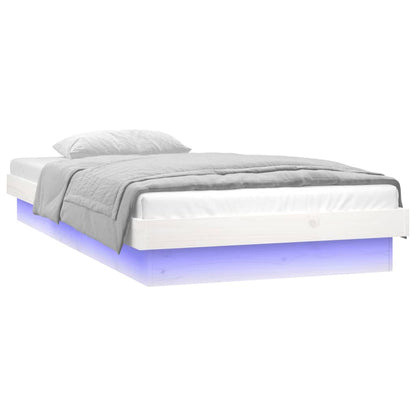 Bedframe Led Massief Hout 2Ft6 Small Single 75 x 190 cm Wit