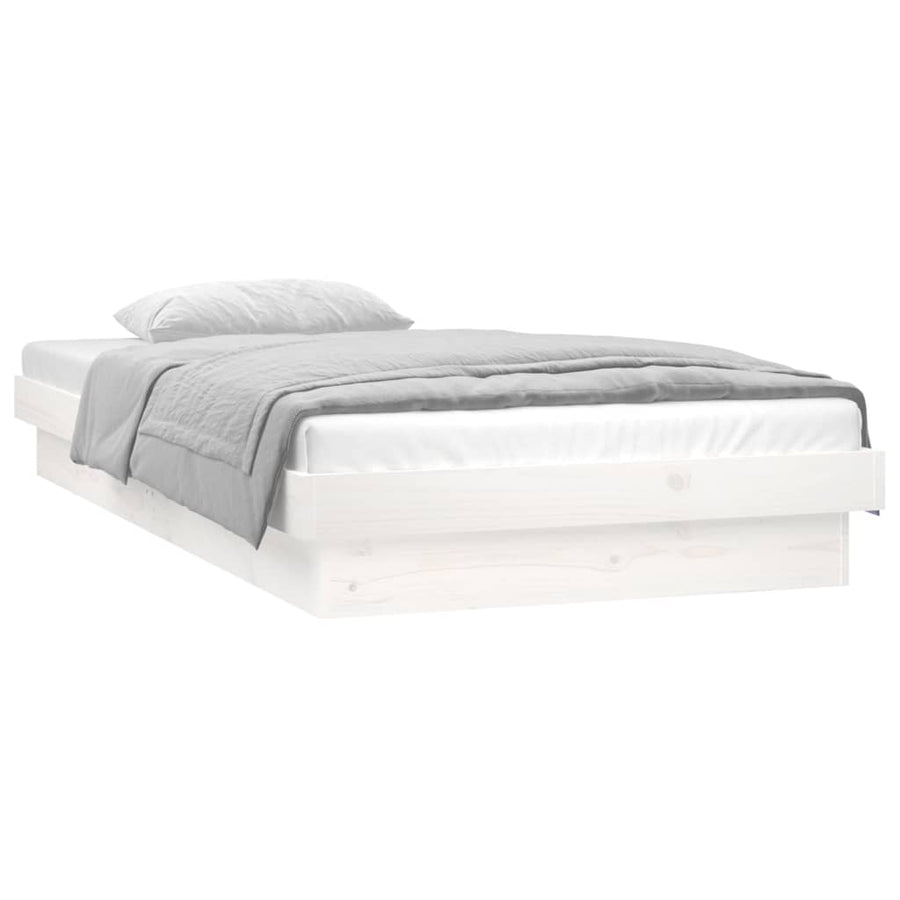 Bedframe Led Massief Hout 3Ft Single 90 x 190 cm Wit