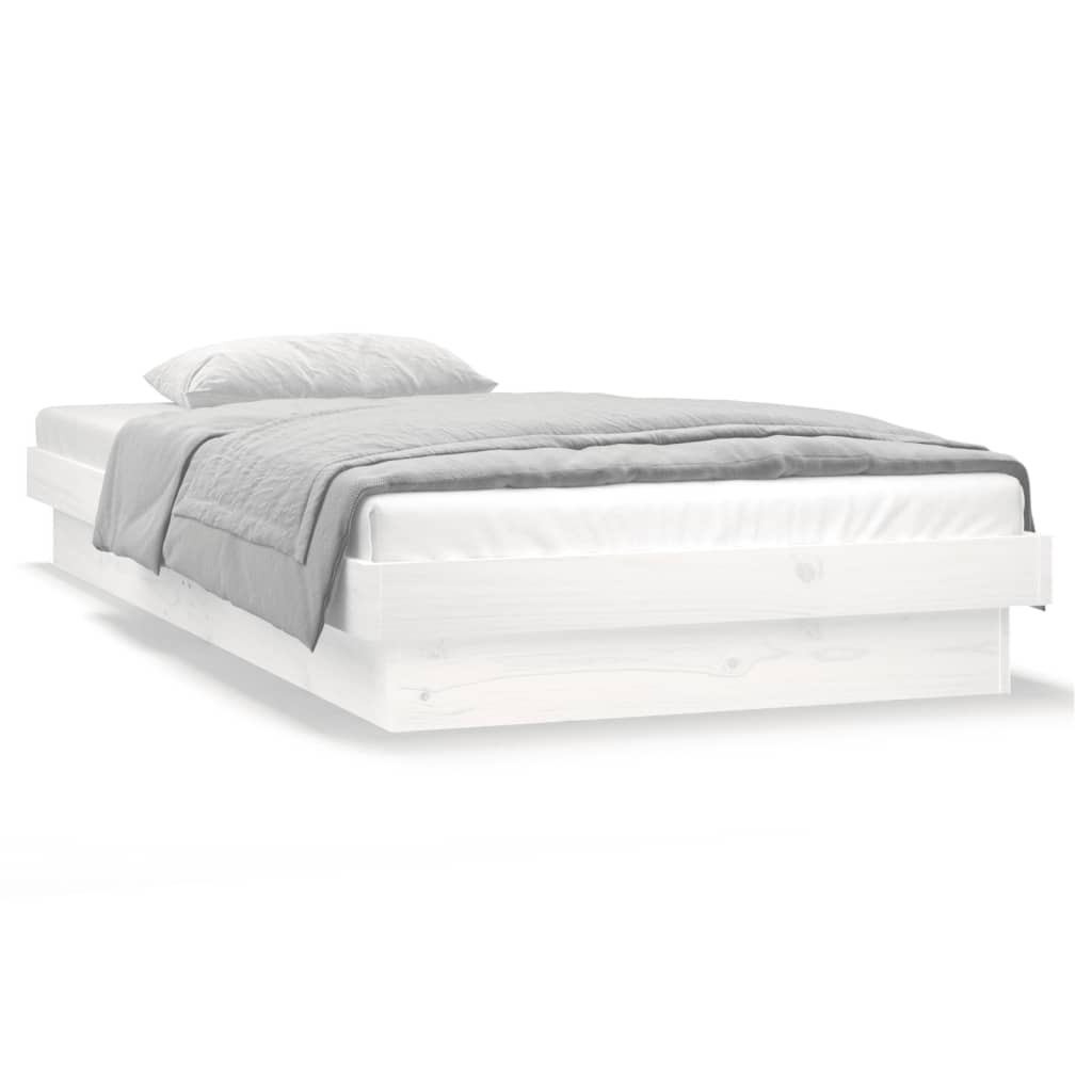 Bedframe Led Massief Hout 3Ft Single 90 x 190 cm Wit