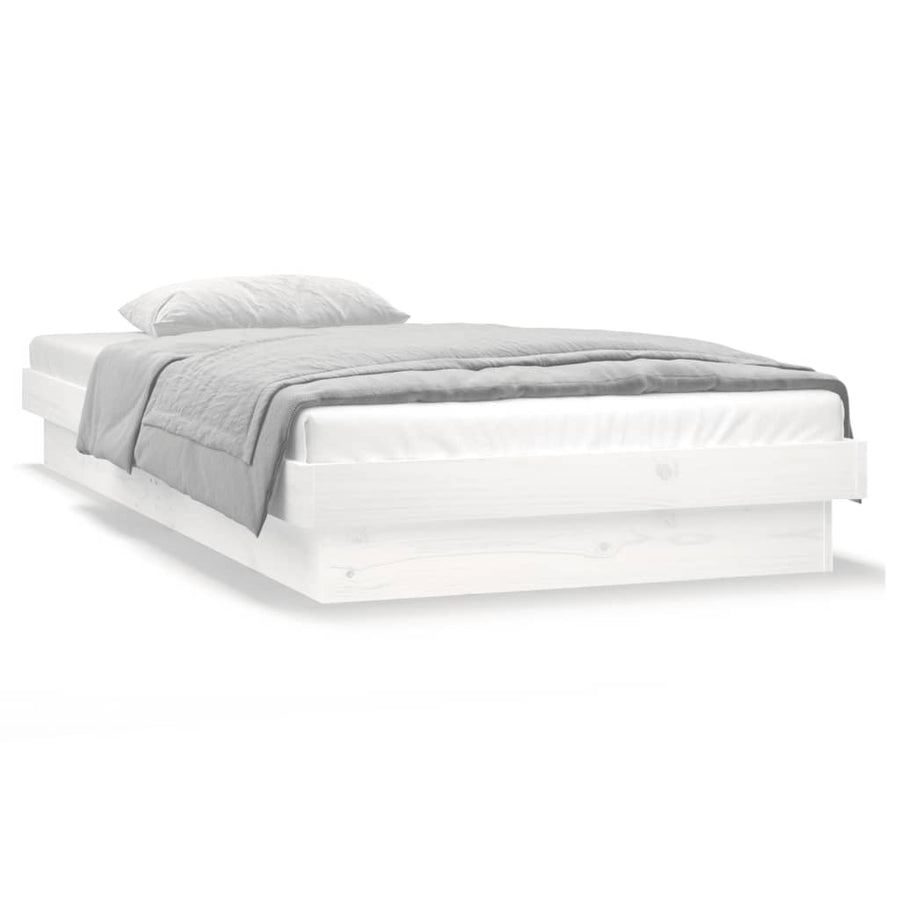 Bedframe Led Massief Hout 3Ft Single 90 x 190 cm Wit