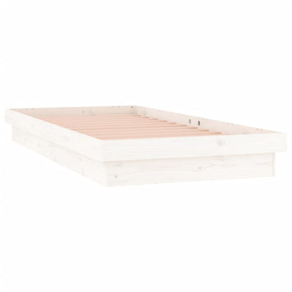 Bedframe Led Massief Hout 3Ft Single 90 x 190 cm Wit