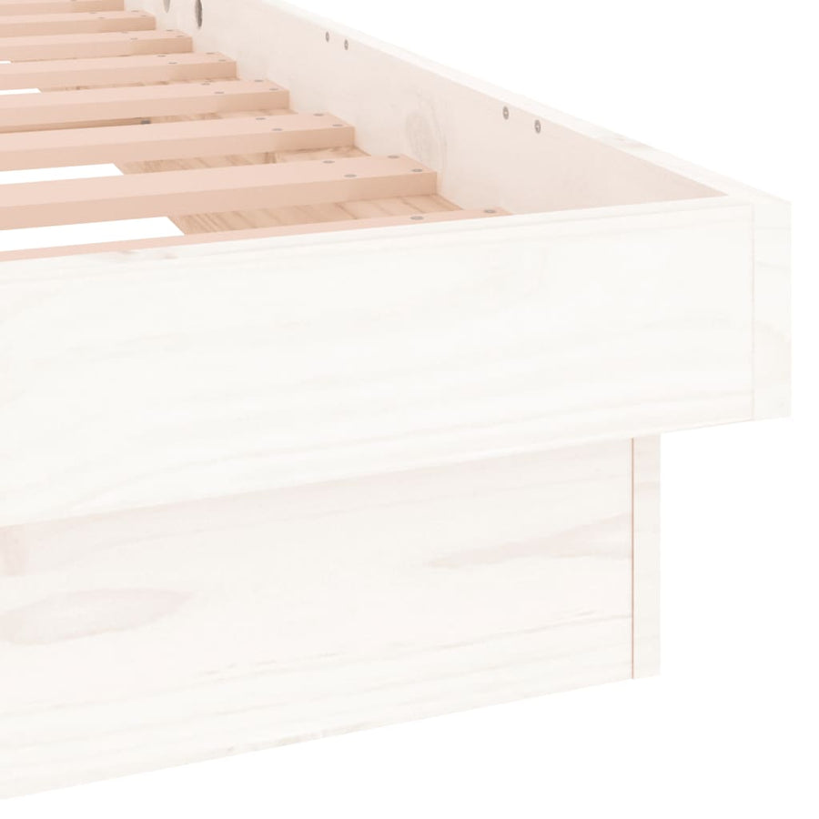 Bedframe Led Massief Hout 3Ft Single 90 x 190 cm Wit