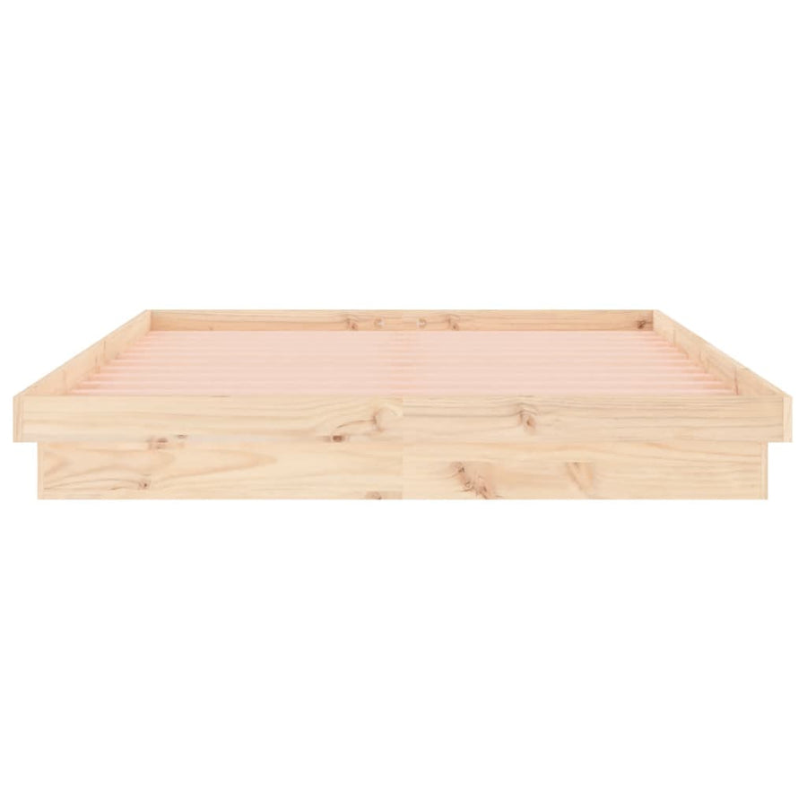 Bedframe Led Massief Hout Double 135 x 190 cm Naturel