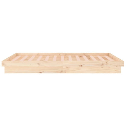 Bedframe Led Massief Hout Double 135 x 190 cm Naturel