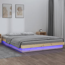 Bedframe Led Massief Hout Double 135 x 190 cm Naturel