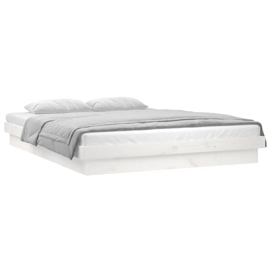 Bedframe Led Massief Hout 4Ft6 Double 135 x 190 cm Wit