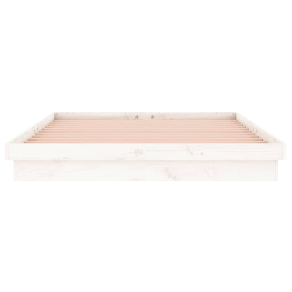 Bedframe Led Massief Hout 4Ft6 Double 135 x 190 cm Wit