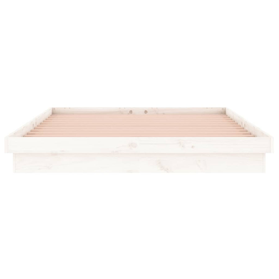 Bedframe Led Massief Hout 4Ft6 Double 135 x 190 cm Wit