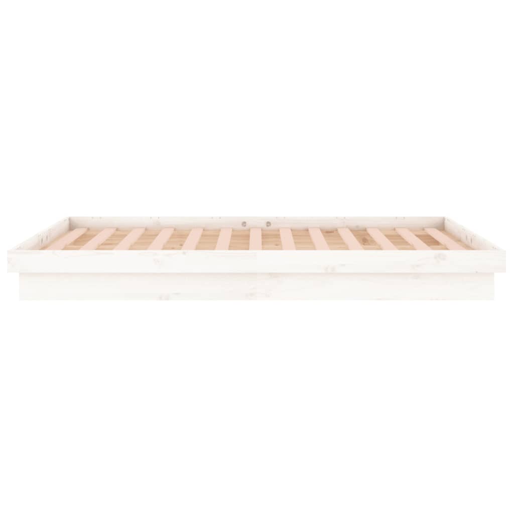 Bedframe Led Massief Hout 4Ft6 Double 135 x 190 cm Wit