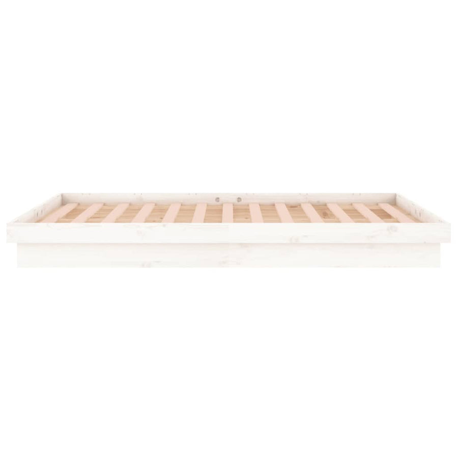 Bedframe Led Massief Hout 4Ft6 Double 135 x 190 cm Wit