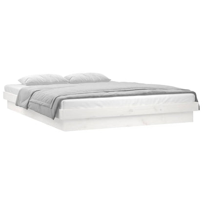Bedframe Led Massief Hout 140 x 190 cm Wit