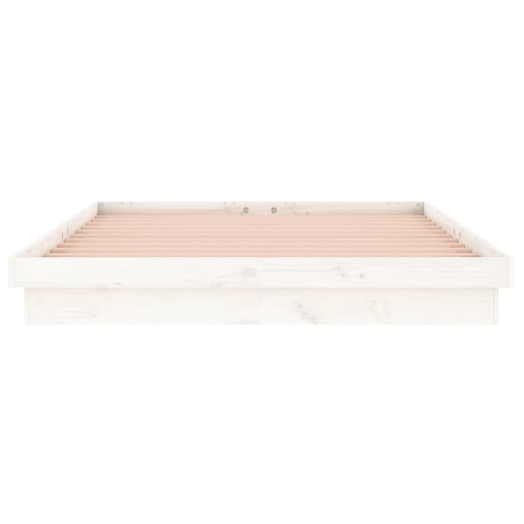 Bedframe Led Massief Hout 140 x 190 cm Wit