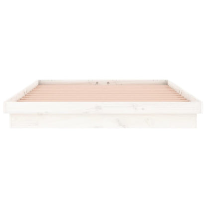 Bedframe Led Massief Hout 140 x 190 cm Wit