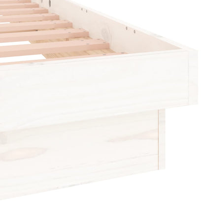 Bedframe Led Massief Hout 140 x 190 cm Wit