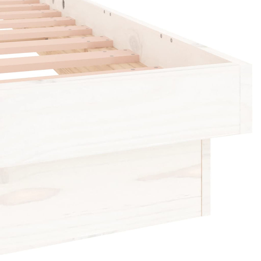 Bedframe Led Massief Hout 140 x 190 cm Wit