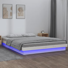 Bedframe Led Massief Hout 140 x 190 cm Wit
