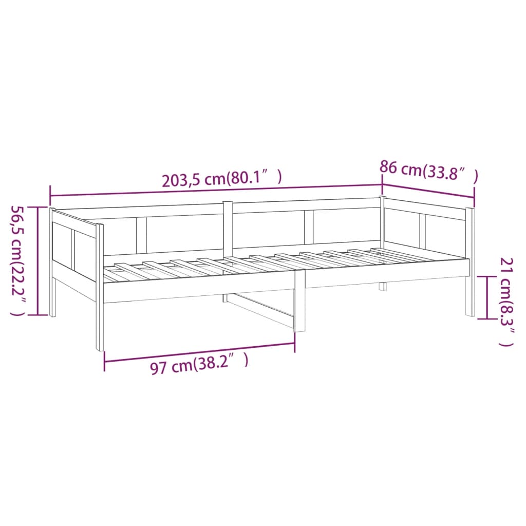 Slaapbank Massief Grenenhout 80X200 Cm 80 x 200 cm Naturel
