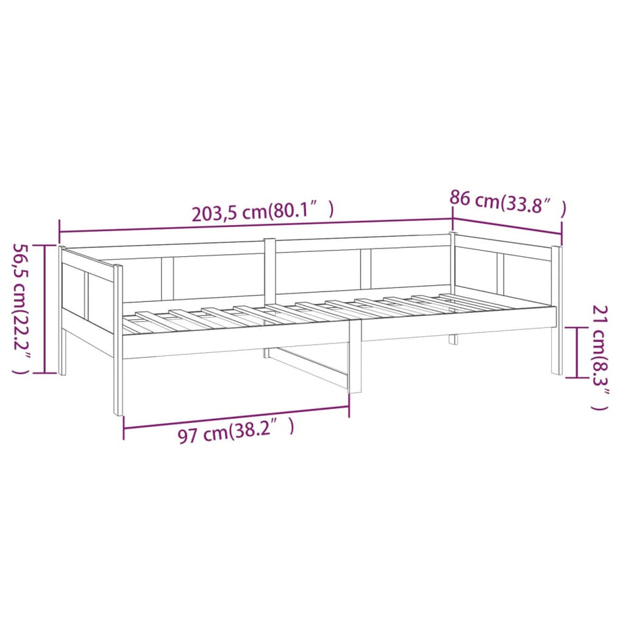 Slaapbank Massief Grenenhout 80X200 Cm 80 x 200 cm Naturel