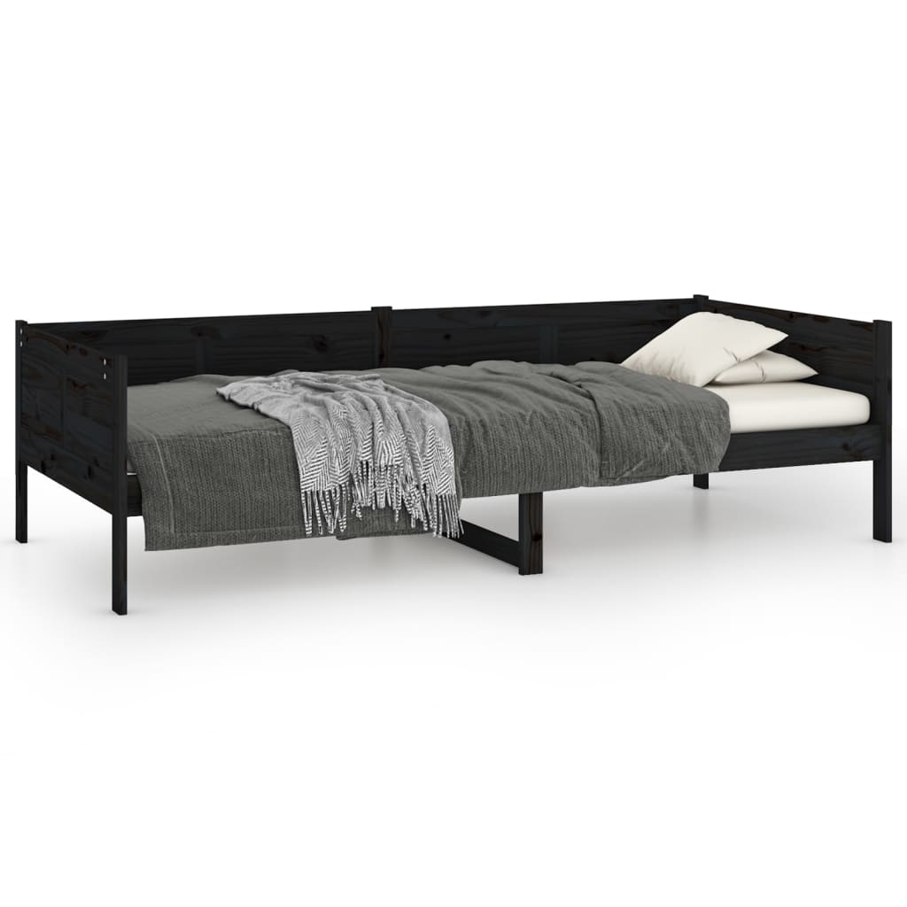 Slaapbank Massief Grenenhout Zwart 90X190 Cm