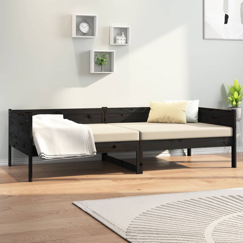 Slaapbank Massief Grenenhout Zwart 90X190 Cm