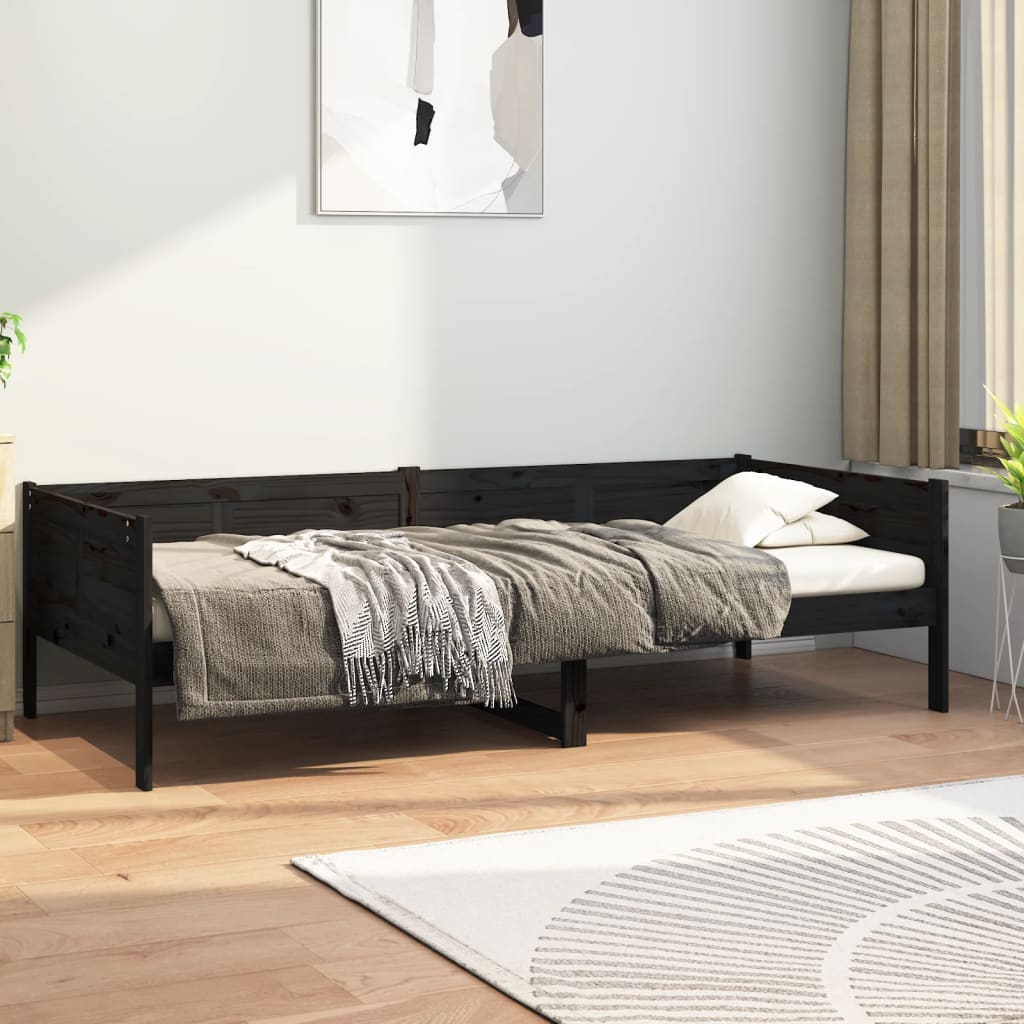 Slaapbank Massief Grenenhout Zwart 90X190 Cm