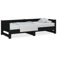 Slaapbank Uitschuifbaar Massief Grenenhout Zwart 2X(90X200) Cm