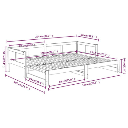 Slaapbank Uitschuifbaar Massief Grenenhout Zwart 2X(90X200) Cm