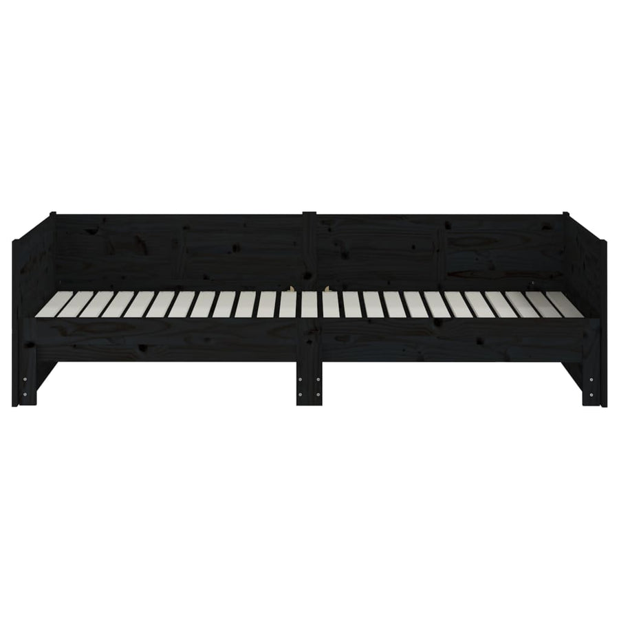 Slaapbank Uitschuifbaar Massief Grenenhout Zwart 2X(90X200) Cm