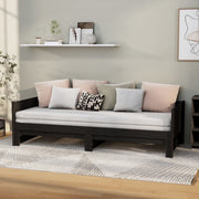 Slaapbank massief grenenhout zwart 2x(90x200) cm