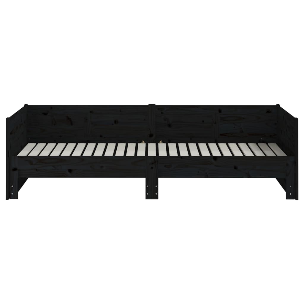 Slaapbank Uitschuifbaar Massief Grenenhout Zwart 2X(80X200) Cm