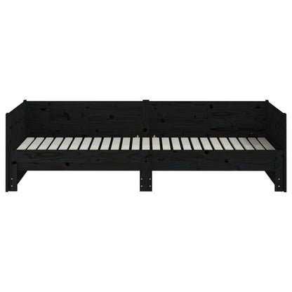 Slaapbank Uitschuifbaar Massief Grenenhout Zwart 2X(80X200) Cm