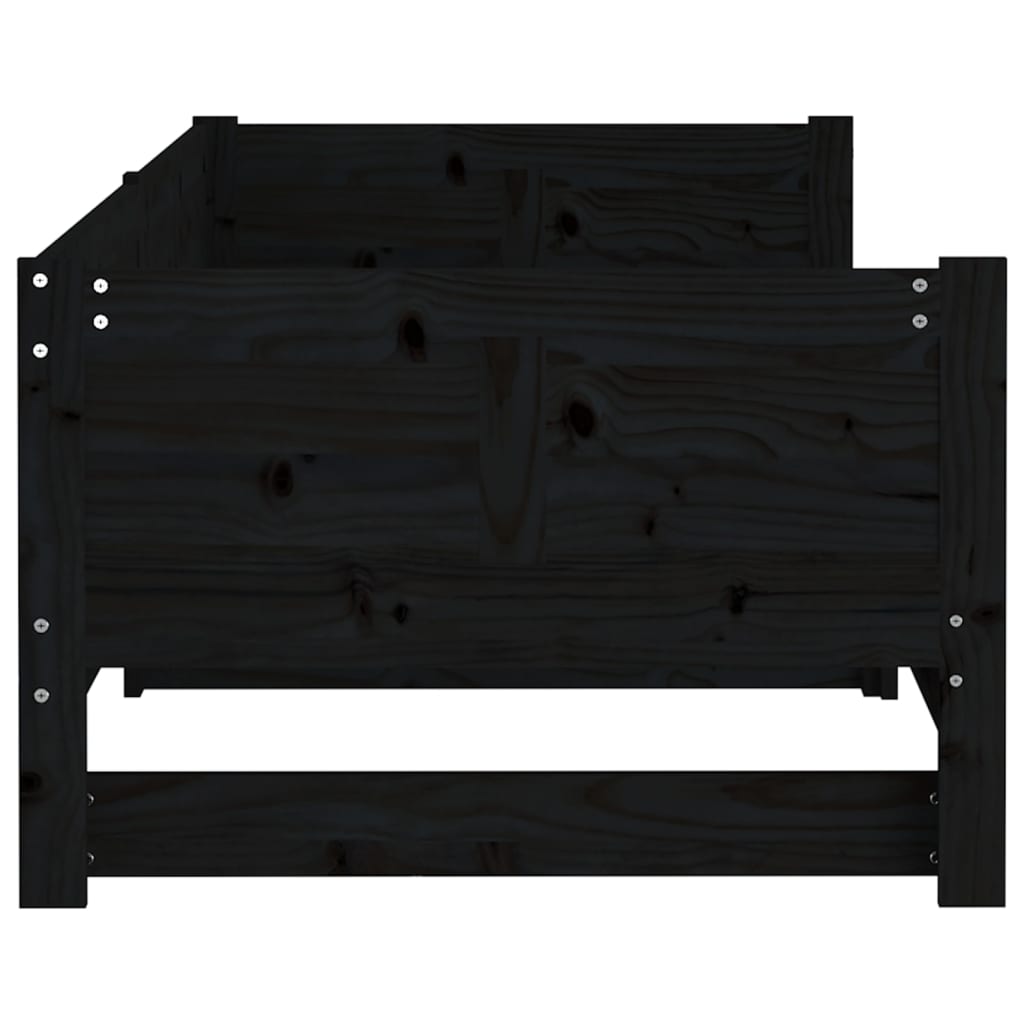 Slaapbank Uitschuifbaar Massief Grenenhout Zwart 2X(80X200) Cm