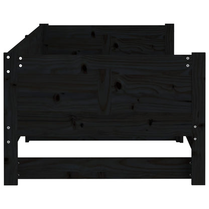 Slaapbank Uitschuifbaar Massief Grenenhout Zwart 2X(80X200) Cm