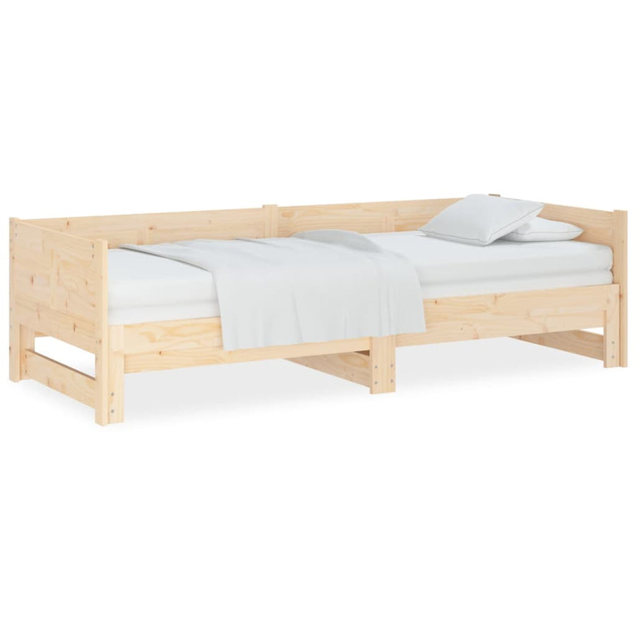 Slaapbank Uitschuifbaar Massief Grenenhout 2X(90X190) Cm 90 x 190 cm Naturel
