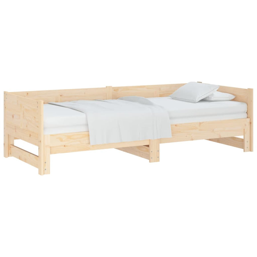 Slaapbank Uitschuifbaar Massief Grenenhout 2X(90X190) Cm 90 x 190 cm Naturel