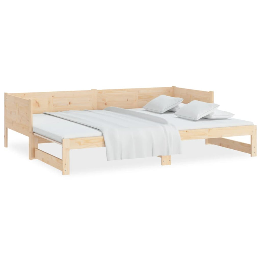 Slaapbank Uitschuifbaar Massief Grenenhout 2X(90X190) Cm 90 x 190 cm Naturel