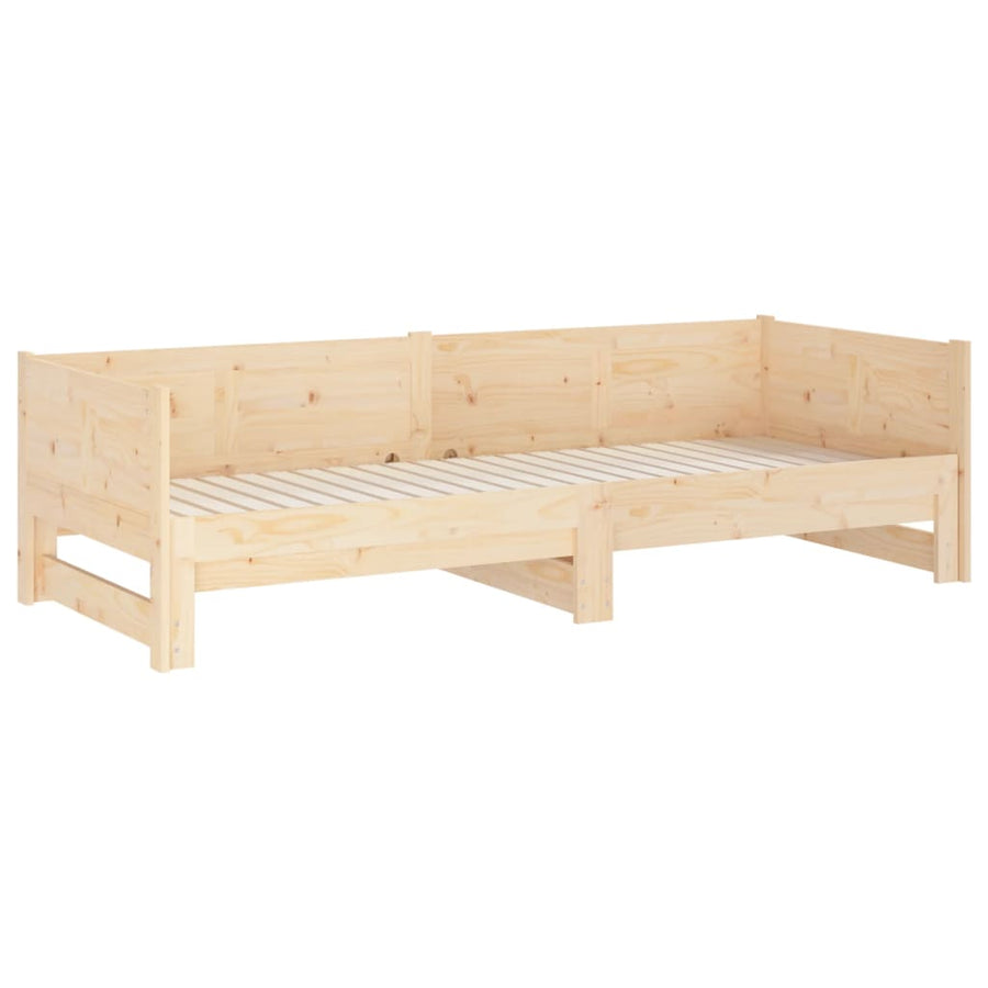 Slaapbank Uitschuifbaar Massief Grenenhout 2X(90X190) Cm 90 x 190 cm Naturel